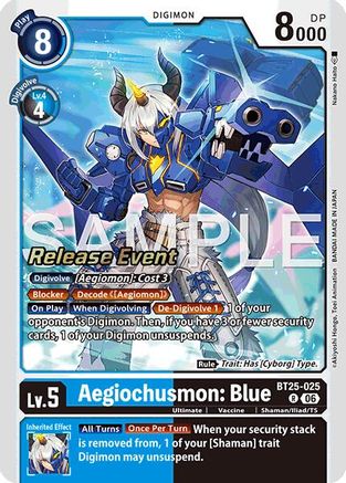 Aegiochusmon: Blue (BT25-025) - [Dual Revolution Release Event Cards] Foil
