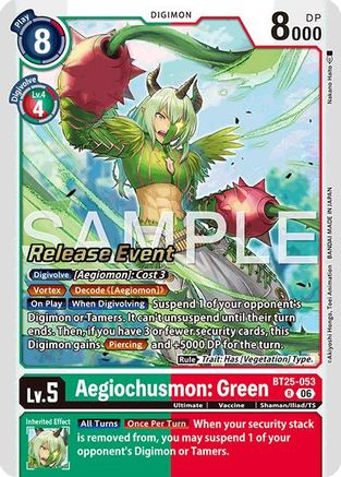 Aegiochusmon: Green (BT25-053) - [Dual Revolution Release Event Cards] Foil