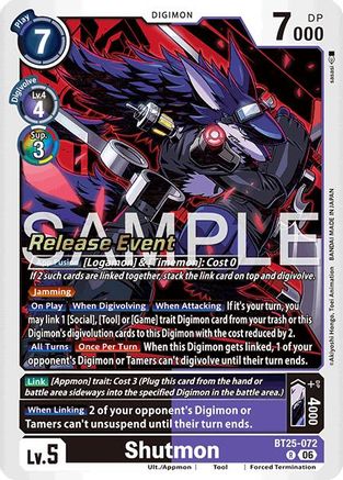 Shutmon (BT25-072) - [Dual Revolution Release Event Cards] Foil