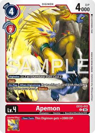 Apemon (EX12-012) - [Digital World Shambala]