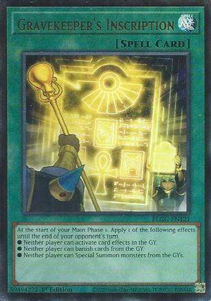 Gravekeeper's Inscription [BLGG-EN121] - Battles of Legend: Glorious Gallery 1st Edition - Ultra Rare