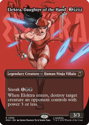Elektra, Daughter of the Hand (Borderless) (366)  [Foil]  (MSH-366) - [Marvel Super Heroes]