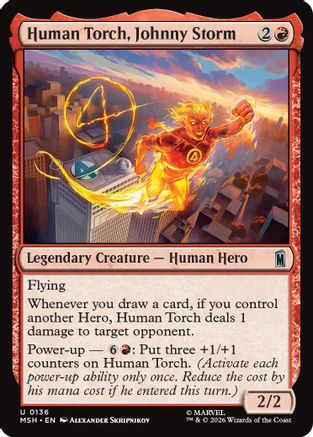 Human Torch, Johnny Storm  [Foil]  (MSH-136) - [Marvel Super Heroes]