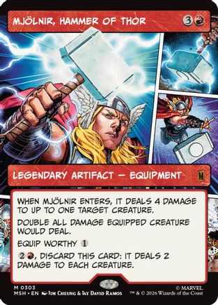 Mjolnir, Hammer of Thor (Borderless) (0303)  [Foil]  (MSH-303) - [Marvel Super Heroes]