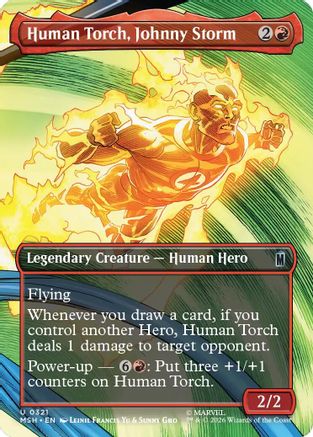 Human Torch, Johnny Storm (Borderless)  [Foil]  (MSH-321) - [Marvel Super Heroes]