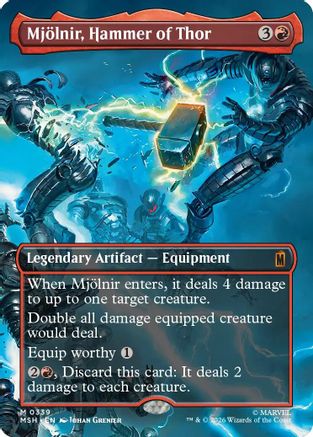 Mjolnir, Hammer of Thor (Borderless) (0339)  [Foil]  (MSH-339) - [Marvel Super Heroes]