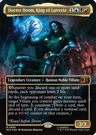 Doctor Doom, King of Latveria (Borderless) (Surge Foil)  [Foil]  (MSC-880) - [Commander: Marvel Super Heroes]