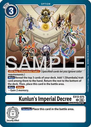 Kunlun's Imperial Decree (EX12-075) - [Digital World Shambala] Foil