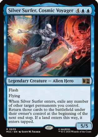 Silver Surfer, Cosmic Voyager  [Foil]  (MSC-639) - [Commander: Marvel Super Heroes]