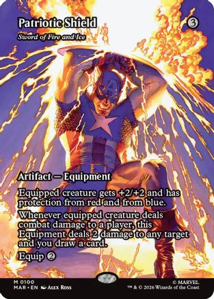 Patriotic Shield - Sword of Fire and Ice (Borderless)  (MAR-100) - [Marvel Universe Eternal-Legal]