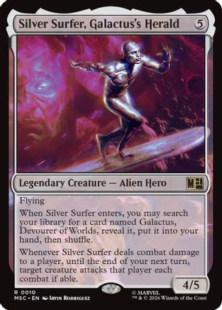Silver Surfer, Galactus's Herald (Surge Foil)  [Foil]  (MSC-010) - [Commander: Marvel Super Heroes]