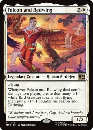 Falcon and Redwing (Surge Foil)  [Foil]  (MSC-014) - [Commander: Marvel Super Heroes]