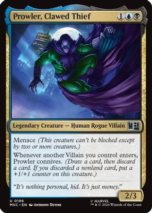 Prowler, Clawed Thief (Surge Foil)  [Foil]  (MSC-186) - [Commander: Marvel Super Heroes]