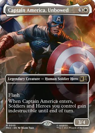 Captain America, Unbowed (Borderless)  [Foil]  (MSC-505) - [Commander: Marvel Super Heroes]