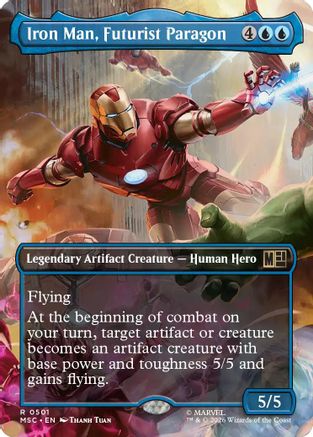 Iron Man, Futurist Paragon (Borderless)  [Foil]  (MSC-501) - [Commander: Marvel Super Heroes]