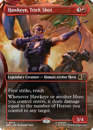 Hawkeye, Trick Shot (Borderless)  [Foil]  (MSC-506) - [Commander: Marvel Super Heroes]