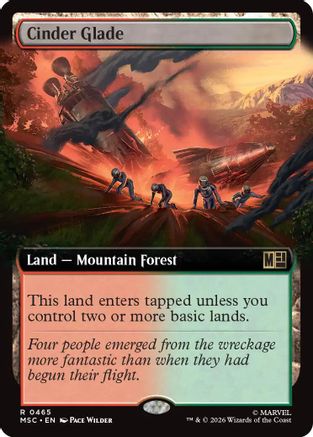 Cinder Glade (Extended Art)  [Foil]  (MSC-465) - [Commander: Marvel Super Heroes]