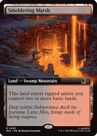 Smoldering Marsh (Extended Art)  (MSC-493) - [Commander: Marvel Super Heroes]