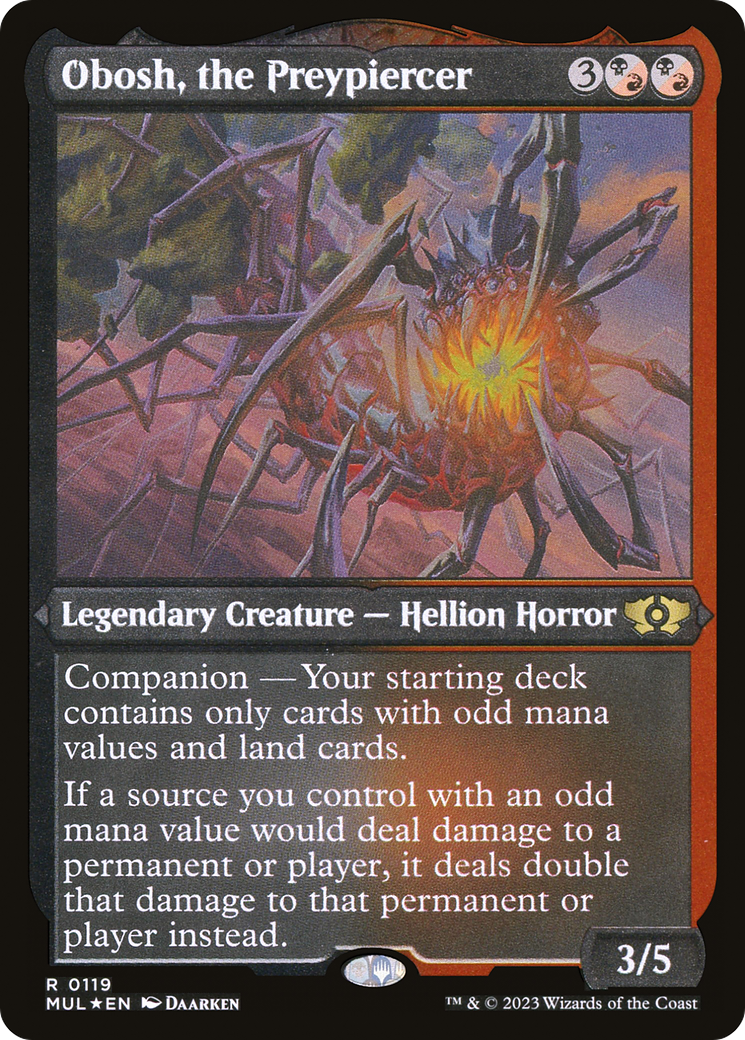 Obosh, the Preypiercer (Foil Etched)  [Foil]  (MUL-119) - [Multiverse Legends]: (companion) - Trinity Hobby