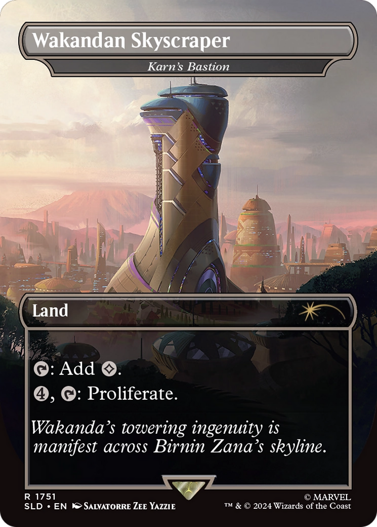 Karn's Bastion  [Foil]  (SLD-1751) - [Secret Lair Drop] / Wakandan Skyscraper (Borderless) - Trinity Hobby