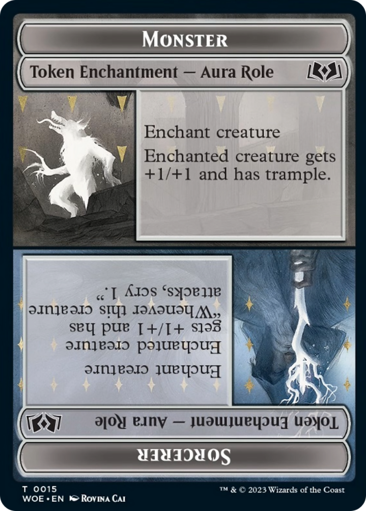 Monster // Sorcerer  [Foil]  (WOE-015) - [Wilds of Eldraine Tokens] - Trinity Hobby
