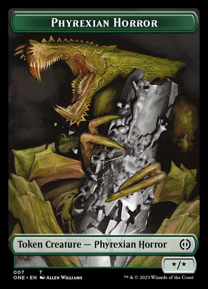 Phyrexian Mite (011) // Phyrexian Horror (007) Double-Sided Token [Phyrexia: All Will Be One Tokens] - Trinity Hobby