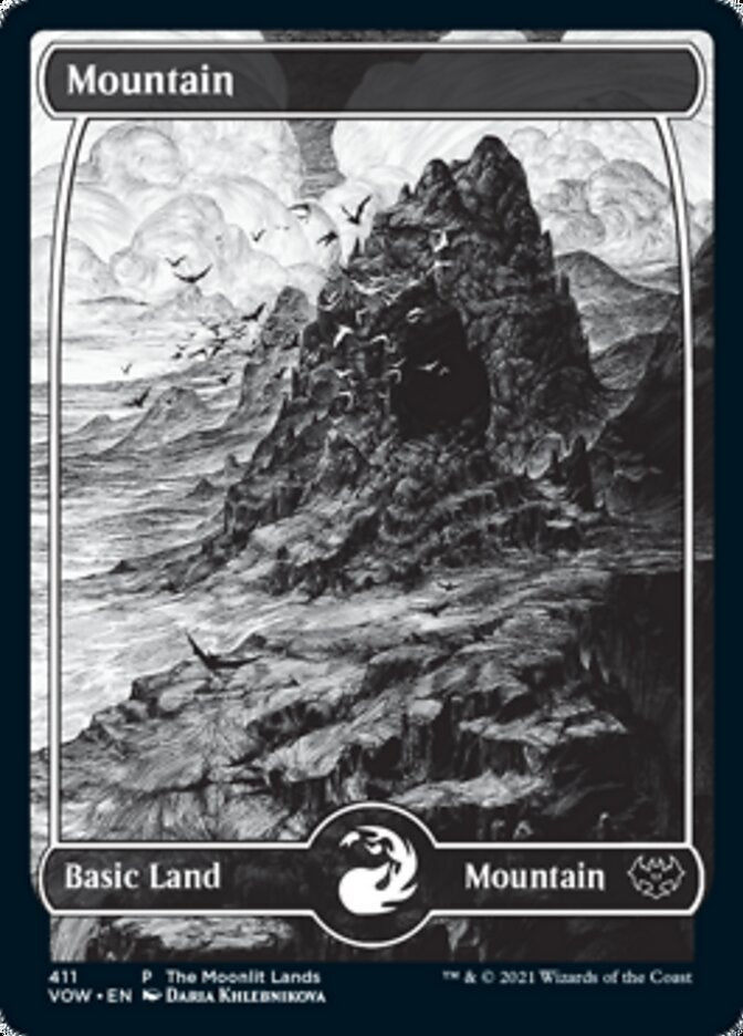 Mountain (The Moonlit Lands) (Foil Etched) [Innistrad: Crimson Vow Promos] - Trinity Hobby