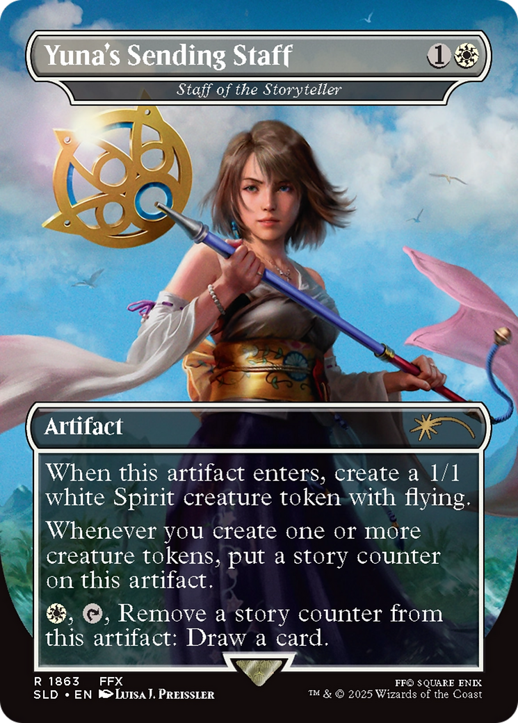 Staff of the Storyteller (SLD-1863) - [Secret Lair Drop] / Yuna's Sending Staff (Borderless) - Trinity Hobby