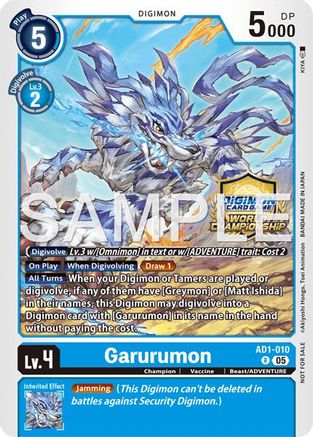 Garurumon (World Championship 26–27 Regionals Season 2) (AD1-010) - [Advanced Booster Digimon Generation] Foil