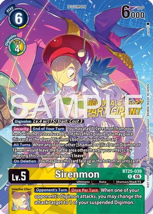 Sirenmon (Regionals 26-27 Season 2 Participant) (BT25-039) - [Dual Revolution] Foil