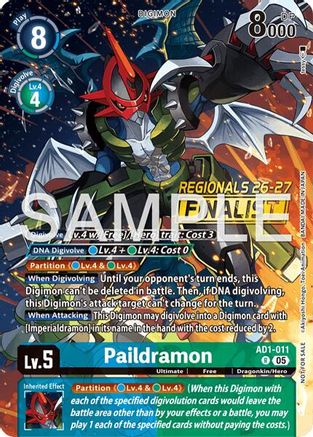 Paildramon - AD1-011 (Regionals 26-27 Season 2 Finalist) (AD1-011) - [Advanced Booster Digimon Generation] Foil