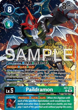 Paildramon - AD1-011 (Regionals 26-27 Season 2 Champion) (AD1-011) - [Advanced Booster Digimon Generation] Foil