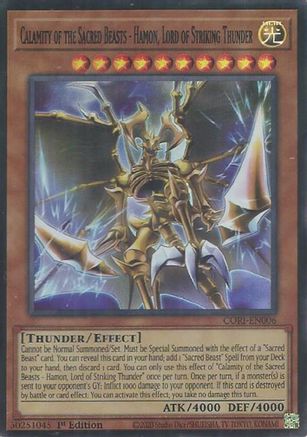 Calamity of the Sacred Beasts - Hamon, Lord of Striking Thunder [CORI-EN006] - Chaos Origins 1st Edition - Super Rare