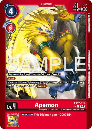 Apemon (Limited Foil) (EX12-012) - [Digital World Shambala] Foil