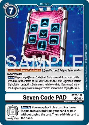Seven Code PAD (BT26-102) - [Timeless Bonds]