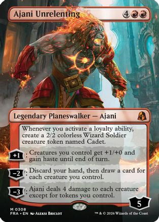Ajani Unrelenting (Borderless)  [Foil]  (FRA-308) - [Reality Fracture]