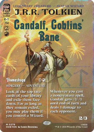 Gandalf, Goblins' Bane (Borderless) (Surge Foil)  [Foil]  (HOB-278) - [The Hobbit]