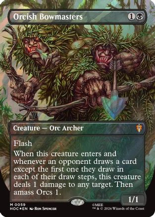 Orcish Bowmasters (Borderless) (Surge Foil)  [Foil]  (HOC-059) - [The Hobbit: Eternal-Legal]