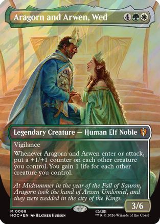 Aragorn and Arwen, Wed (Borderless) (Surge Foil)  [Foil]  (HOC-068) - [The Hobbit: Eternal-Legal]