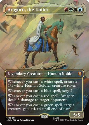 Aragorn, the Uniter (Borderless) (Surge Foil)  [Foil]  (HOC-069) - [The Hobbit: Eternal-Legal]