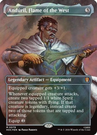 Anduril, Flame of the West (Borderless) (Surge Foil)  [Foil]  (HOC-079) - [The Hobbit: Eternal-Legal]