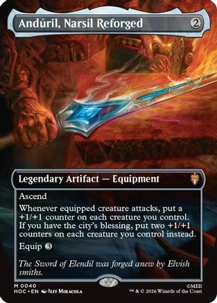 Anduril, Narsil Reforged (Borderless)  [Foil]  (HOC-040) - [The Hobbit: Eternal-Legal]