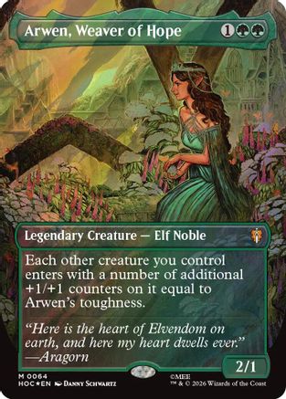 Arwen, Weaver of Hope (Borderless) (Surge Foil)  [Foil]  (HOC-064) - [The Hobbit: Eternal-Legal]