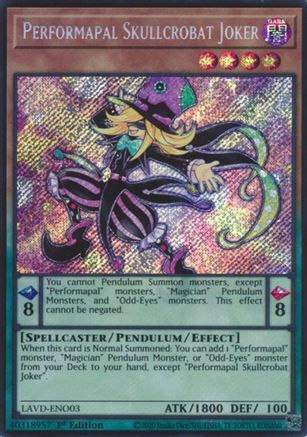 Performapal Skullcrobat Joker (Secret Rare) [LAVD-ENO03] - Legendary Arc-V Decks 1st Edition - Secret Rare