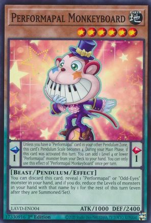 Performapal Monkeyboard [LAVD-ENO04] - Legendary Arc-V Decks 1st Edition - Common / Short Print