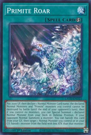 Primite Roar [LAVD-ENO22] - Legendary Arc-V Decks 1st Edition - Common / Short Print