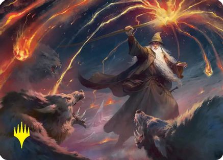 Gandalf, Shadow's Foe Art Card (Gold-Stamped)  (ASHOB-046) - [Art Series: The Hobbit]