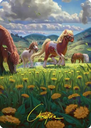 Troop of Ponies Art Card (Gold-Stamped Signature)  (ASHOB-001) - [Art Series: The Hobbit]