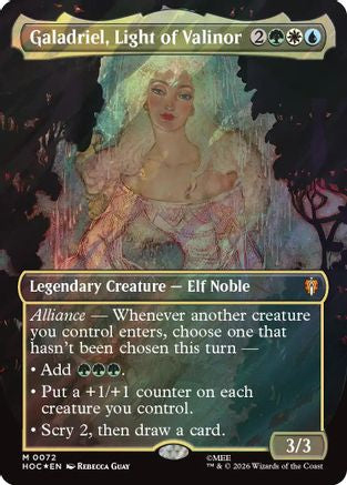 Galadriel, Light of Valinor (Borderless) (Surge Foil)  [Foil]  (HOC-072) - [The Hobbit: Eternal-Legal]