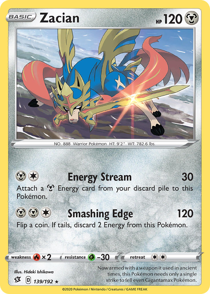 Zacian (139/192) (Cracked Ice Holo) (Theme Deck Exclusives) [Sword & Shield: Rebel Clash] - Trinity Hobby
